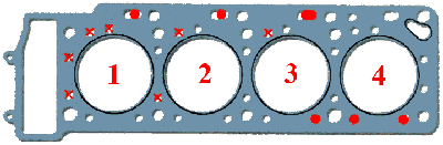 Рис. 13. Вид прокладки ГБЦ старого образца и изменения, сделанные в прокладке нового образца